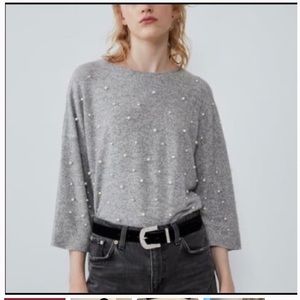 Zara Sweater with Pearl Appliqués Size M